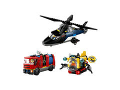 LEGO City - Elicopter, autospeciala de pompieri si submarin in versiuni remixate 60462, 874 piese