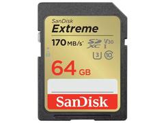 Card de memorie SanDisk Extreme SDXC, 64GB, UHS-I U3, Clasa 10, V30