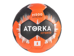 Minge handbal hibrid H500 Mărimea 1 negru-portocaliu copii