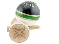 Jucarie de indemanare din lemn, Kendama X, Flippy, Royal Spike, King Size V3, Super Sticky, 18 cm, Verde