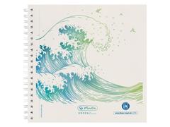 Bloc notes cu spira 14.8x14.8 cm, 100 file, 80g/mp, punctat, GREENline Wave