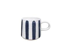 Cana Carrefour, model dungi, ceramica, 8.5x9 cm, Alb/Albastru