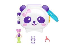 Mini gentuta in forma de animalut cu accesorii, Polly Pocket, Panda, HRD38