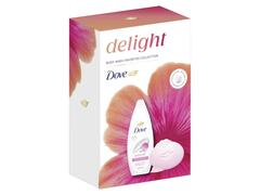 Set Cadou Dove Gel de dus Petal soft 250ml & Dove Sapun Bar Pink 90g & Shower Puff