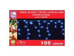 Instalatie perdea aspect turturi 100 LED-uri, 8 jocuri de lumini, 4 m, Albastru