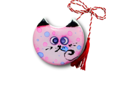 Pinky Kitty - Martisor din Lut, HandMade in Romania