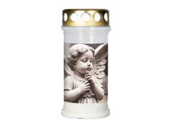 Candela, plastic, model ingeras, 72 ore, alb