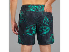 Șort de baie 15" 100 palm Negru-Turcoaz Bărbați