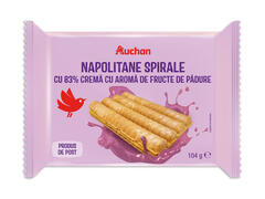 Napolitane spirale cu crema cu aroma de fructe de padure Auchan, 104 g