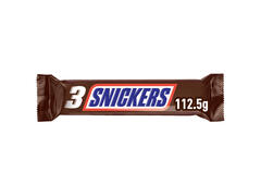 Snickers Trio baton de ciocolata cu lapte cu caramel si arahide proaspat prajite 112,5 g