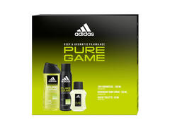 Set pentru cadou Adidas Pure Game: Apa de toaleta, 100 ml + Deodorant spray, 150ml + Gel de dus, 250 ml