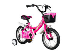 Bicicleta pentru copii Gokidy Hello Girl cu roti ajutatoare, 3-5 ani, 14 inch, roz