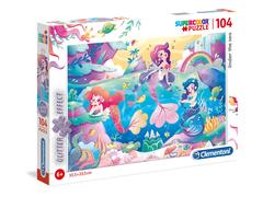 Puzzle cu sclipici Clementoni Sirene, 104 piese