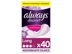 Absorbante zilnice pentru incontinenta urinara Discreet long 40buc Always