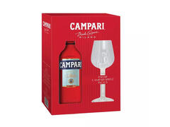 Aperitiv Campari, alcool 25%, 0.7 l + pahar