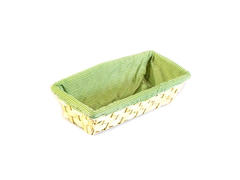 Cos cu material textil si bambus, 20 x 17 x 6.5 cm, culoare verde cu galben