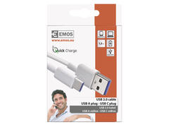 Cablu USB Emos 2.0 A/M-C/M, alb, 1.5 m