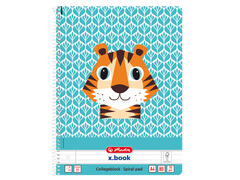 Caiet dictando cu spirala, A4, Herlitz, Cute Animals, Tigru, 80 file