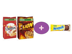 CHEERIOS Cereale 250g + LION Cereale 250g + baton Nesquik 25g