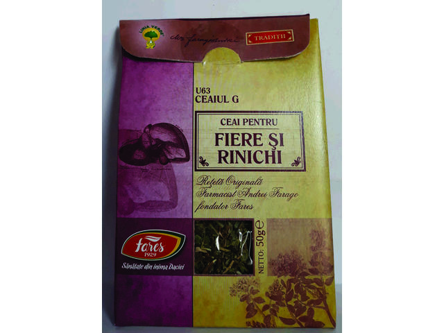 Ceaiul G - ceai pentru fiere si rinichi - U63 - 50g - Fares