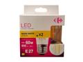 Set 2 becuri LED Carrefour, E27, 60 W, 806 lm, 2700 K, Alb cald