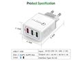 Incarcator adaptor de calatorie 3 x USB, 1xUSB Qualcomm Quick Charge 3.0 si 2xUSB QC 2.1 pentru iPhone iPad Samsung Huawei