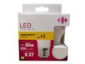 Set 2 becuri LED Carrefour, E27, 60 W, 806 lm, 2700 K, Alb cald