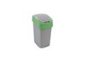 Cos Gunoi Cu Capac Batant Curver Flip Bin, Plastic, 10L, 18.9 X 35 X 23.5 Cm, Gri/Verde