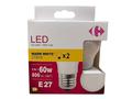 Set 2 becuri LED Carrefour, E27, 60 W, 806 lm, 2700 K, Alb cald