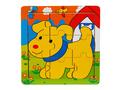 Mini puzzle din lemn, Animalute, 9 piese