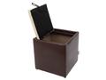 Taburet Box piele ecologica maro/crem, cu depozitare