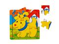 Mini puzzle din lemn, Animalute, 9 piese