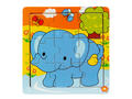 Mini puzzle din lemn, Animalute, 9 piese