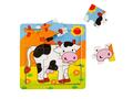 Mini puzzle din lemn, Animalute, 9 piese