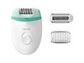 Epilator Philips Satinelle BRE245/00 2 viteze Cap de epilare lavabil 2 Accesorii Cu fir Functionare Lame si Discuri Piele uscata Alb/Verde