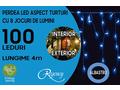 Instalatie perdea aspect turturi 100 LED-uri, 8 jocuri de lumini, 4 m, Albastru