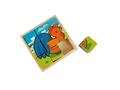 Puzzle in cub de lemn, Diverse animale, 9 piese