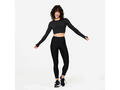 Bluză 500 Fitness Cardio Crop top Negru Damă