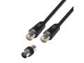 Cablu TV Poss PSANT19, coax M/M + Adaptor coax F/F, 5 m, Negru