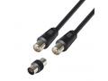 Cablu TV Poss PSANT18, coax M/M + Adaptor coax F/F, 1.5 m, Negru