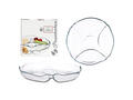 Platou de servire compartimentat Basic Pasabahce, sticla, 25.2 cm, Transparent