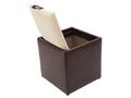 Taburet Box piele ecologica maro/crem, cu depozitare