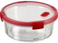 Cutie alimente multifunctionala cu capac si supapa Curver Smart Cook, forma rotunda, sticla/plastic, 1.2L, 19.8 x 8.1 x 19.8 cm, Transparent