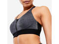 Bustieră cu fermoar și bureți Fitness cardio susținere mare Negru-Gri Damă - L