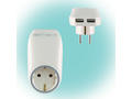 Incarcatorul USB cu priza de retea, 2 x soclu incarcare USB, 1 priza, 2,1 A, protectie copii, alb