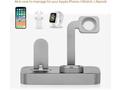 Incarcator aluminiu wireless, 3 in 1, multifunctional, pentru Iphone, Samsung, Huawei, argintiu