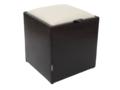Taburet Box piele ecologica maro/crem, cu depozitare