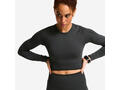 Bluză crop mânecă lungă bodybuilding Gri-Negru Damă - M
