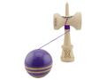 Jucarie de indemanare din lemn, Kendama X, Flippy, Rainbow, King Size V3, Super Sticky, 18 cm, Indigo, Maro