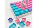 Kit butoane Royal Kludge PBT Double-Shot Keycaps, 61 taste, translucide, compatibile Cherry MX, US, Albastru/roz, KC-18